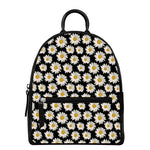 Daisy Flower Pattern Print Leather Backpack