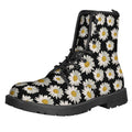Daisy Flower Pattern Print Lace-Up Boots