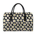 Daisy Flower Pattern Print Leather Duffel Bag