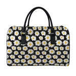 Daisy Flower Pattern Print Leather Duffle Bag