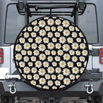 Daisy Flower Pattern Print Leather Spare Tire Cover