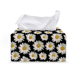 Daisy Flower Pattern Print Leather Tissue Box Cover