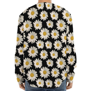 Daisy Flower Pattern Print Long Sleeve Baseball Jersey