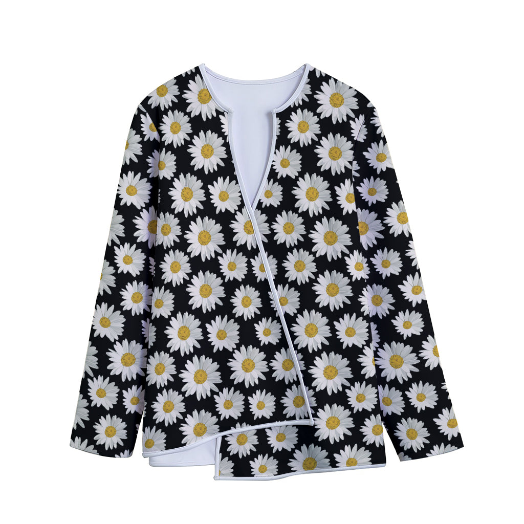 Daisy Flower Pattern Print Long Sleeve Short Coat