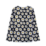 Daisy Flower Pattern Print Long Sleeve Short Coat