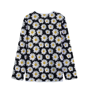 Daisy Flower Pattern Print Long Sleeve Short Coat