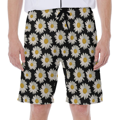 Daisy Flower Pattern Print Men's Beach Shorts