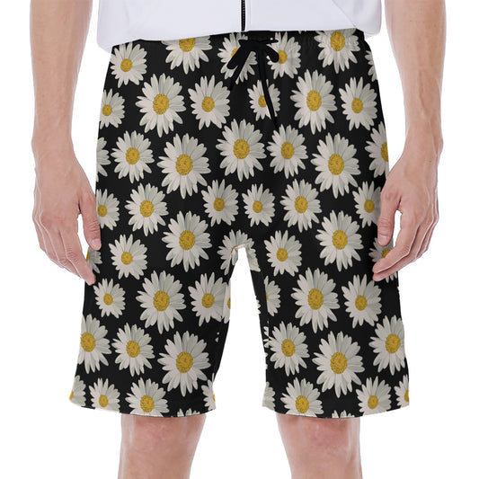 Daisy Flower Pattern Print Men's Beach Shorts
