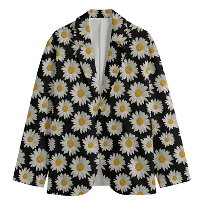Daisy Flower Pattern Print Men's Blazer