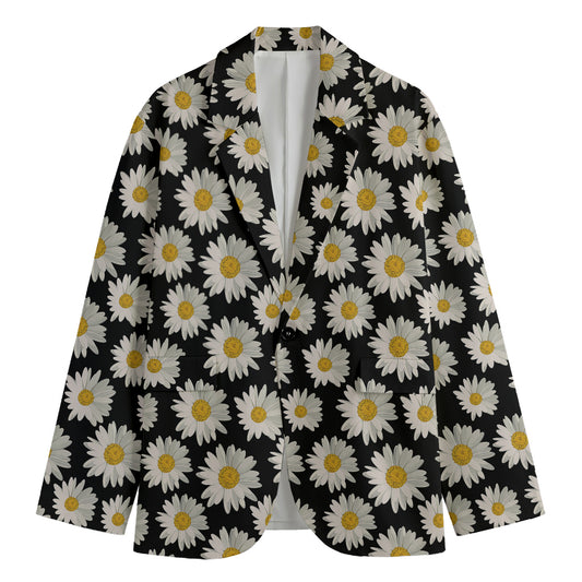 Daisy Flower Pattern Print Men's Blazer