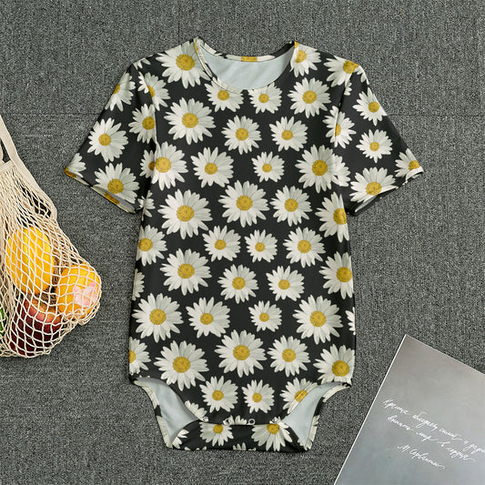 Daisy Flower Pattern Print Men's Bodysuit