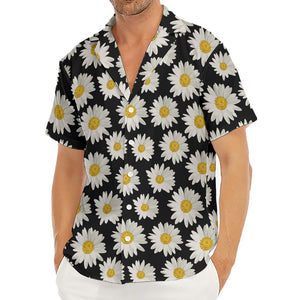 Daisy Flower Pattern Print Men's Deep V-Neck Shirt