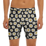 Daisy Flower Pattern Print Men's Long Boxer Briefs