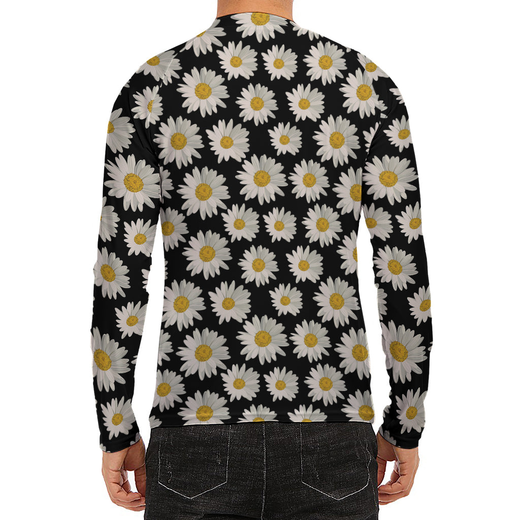 Daisy Flower Pattern Print Men's Long Sleeve Rash Guard