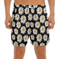 Daisy Flower Pattern Print Men's Split Running Shorts