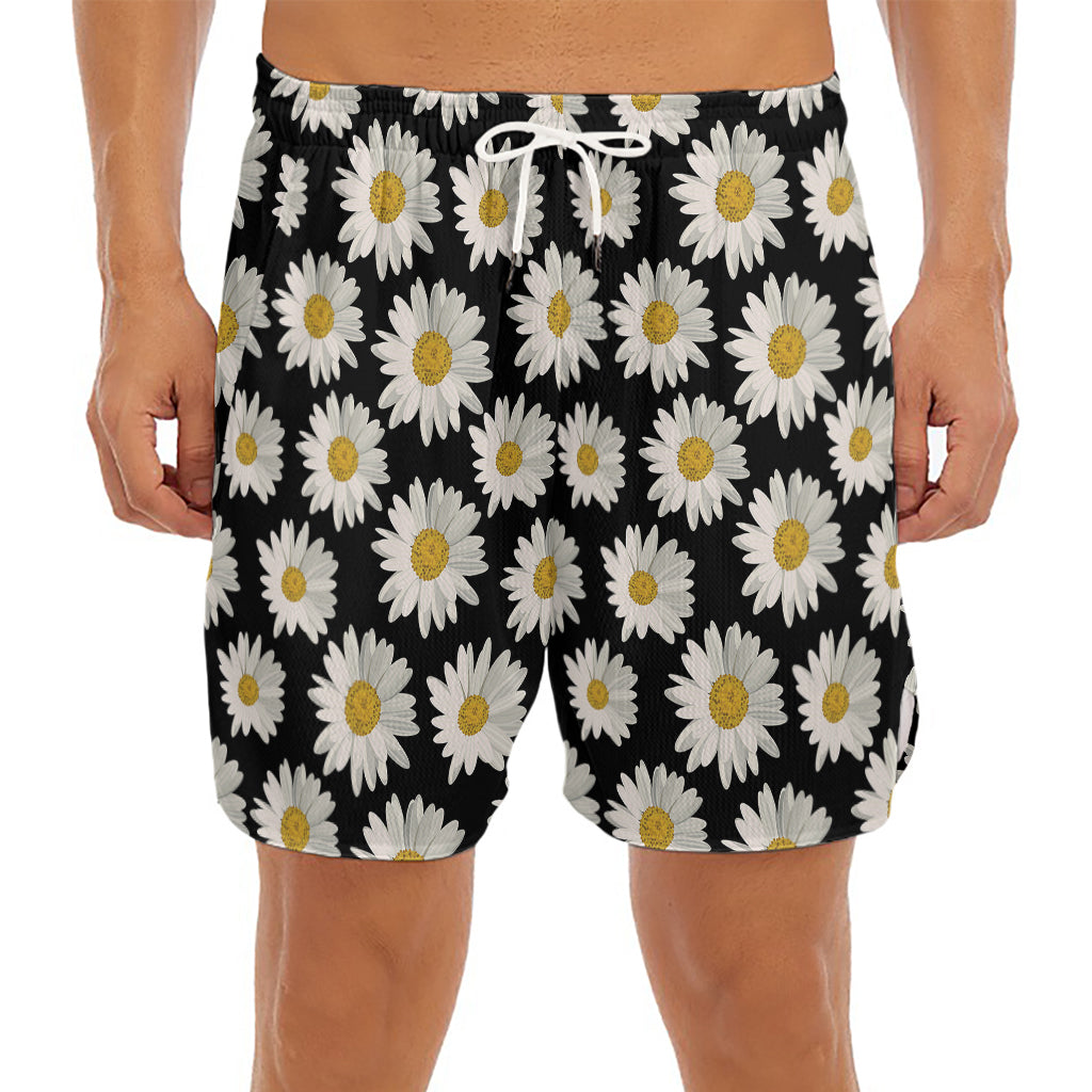 Daisy Flower Pattern Print Men's Split Running Shorts