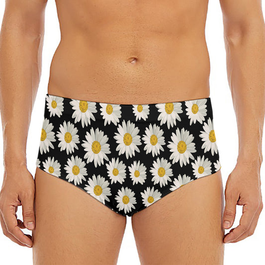 Daisy Flower Pattern Print Men's Triangle Swim Briefs