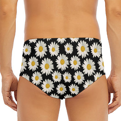 Daisy Flower Pattern Print Men's Triangle Swim Briefs