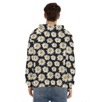 Daisy Flower Pattern Print Men's Velvet Pullover Hoodie