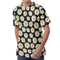 Daisy Flower Pattern Print Men's Velvet T-Shirt