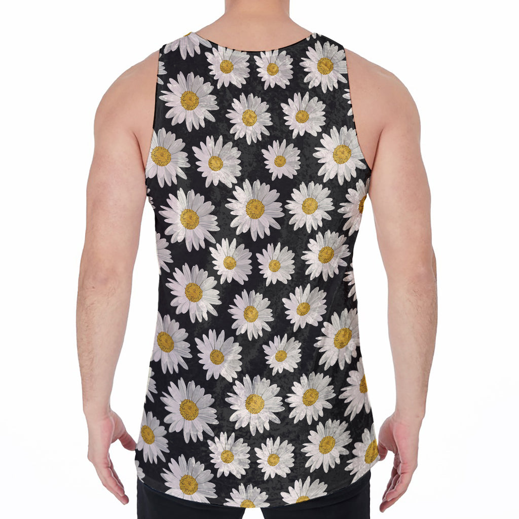 Daisy Flower Pattern Print Men's Velvet Tank Top