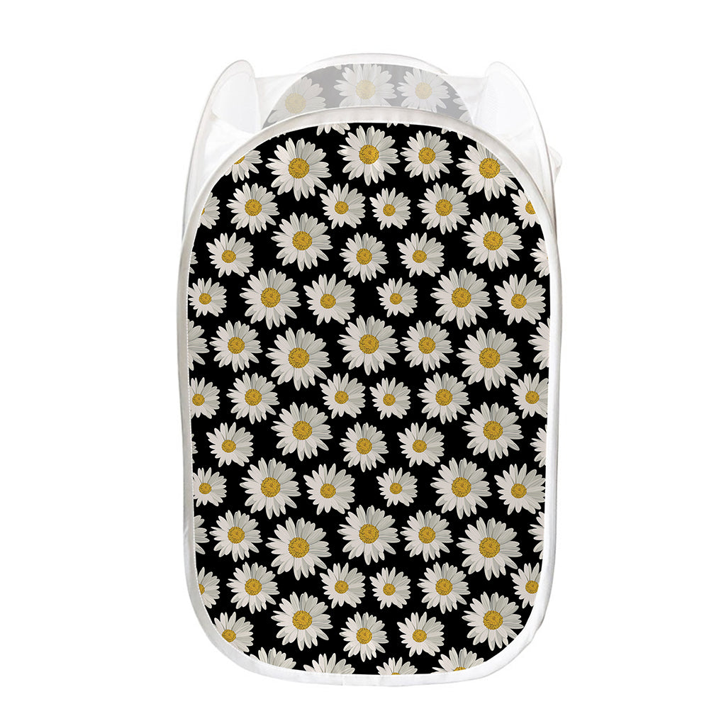 Daisy Flower Pattern Print Mesh Laundry Hamper