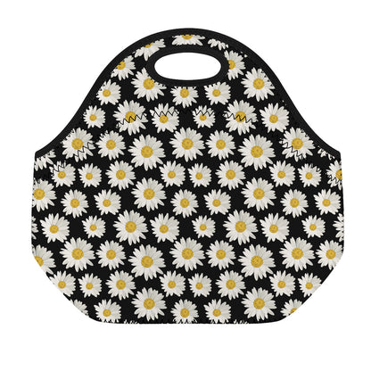 Daisy Flower Pattern Print Neoprene Lunch Bag