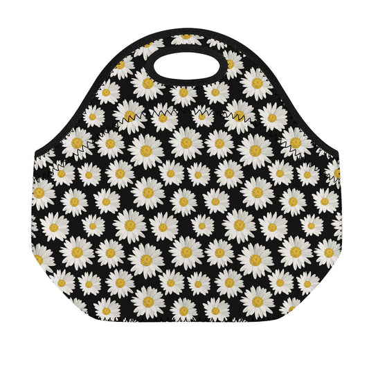 Daisy Flower Pattern Print Neoprene Lunch Bag