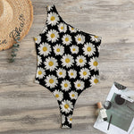 Daisy Flower Pattern Print One Shoulder Bodysuit