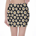 Daisy Flower Pattern Print Pencil Mini Skirt