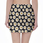 Daisy Flower Pattern Print Pencil Mini Skirt