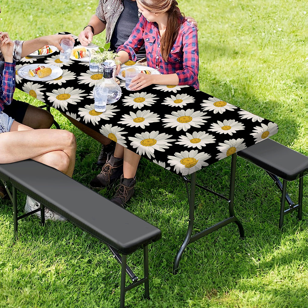 Daisy Flower Pattern Print Picnic Table Cover