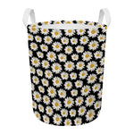 Daisy Flower Pattern Print Round Laundry Basket