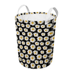 Daisy Flower Pattern Print Round Laundry Basket