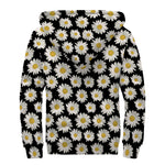 Daisy Flower Pattern Print Sherpa Lined Zip Up Hoodie