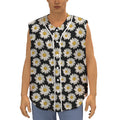 Daisy Flower Pattern Print Sleeveless Baseball Jersey