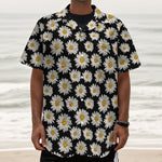 Daisy Flower Pattern Print Textured Short Sleeve Shirt