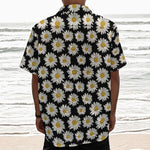 Daisy Flower Pattern Print Textured Short Sleeve Shirt