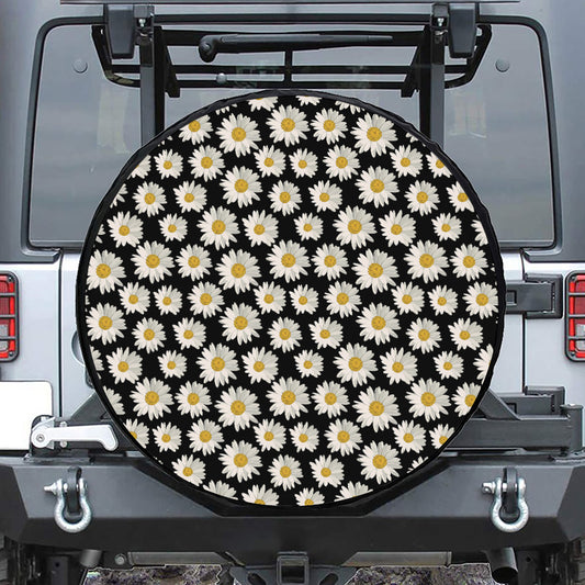 Daisy Flower Pattern Print Tire Cover