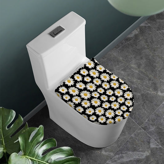 Daisy Flower Pattern Print Toilet Lid Cover