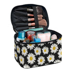 Daisy Flower Pattern Print Travel Makeup Bag