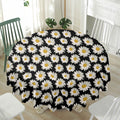 Daisy Flower Pattern Print Waterproof Round Tablecloth