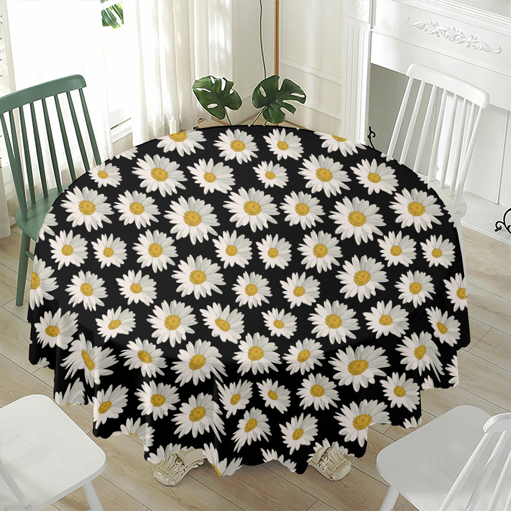 Daisy Flower Pattern Print Waterproof Round Tablecloth