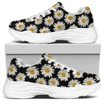 Daisy Flower Pattern Print White Chunky Shoes
