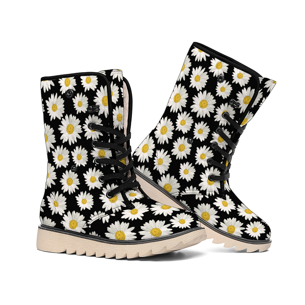 Daisy Flower Pattern Print Winter Boots