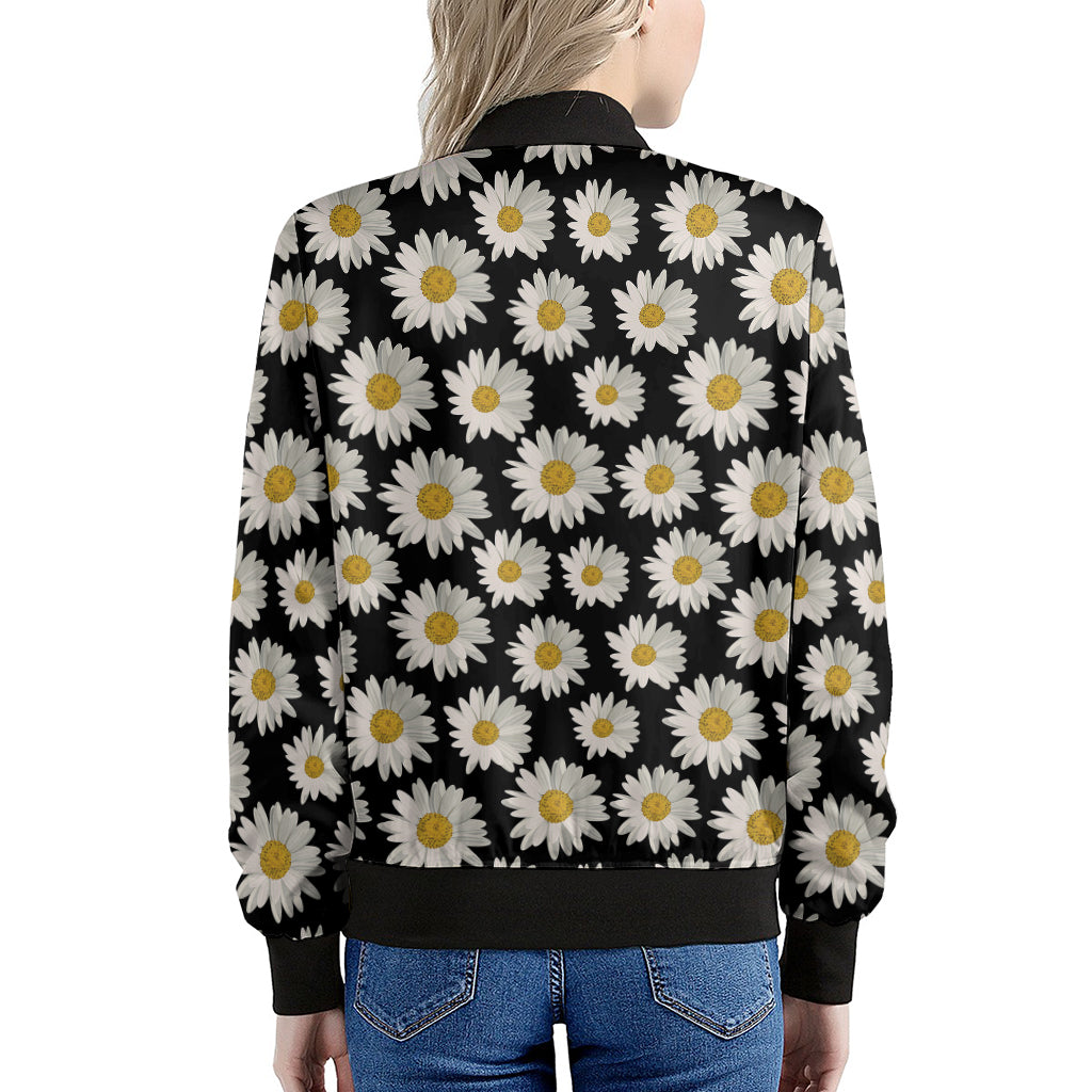 Daisy Flower Pattern Print Women's Bomber Jacket