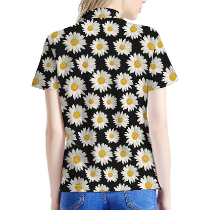 Daisy Flower Pattern Print Women's Polo Shirt