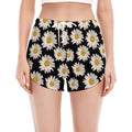 Daisy Flower Pattern Print Women's Split Running Shorts
