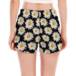 Daisy Flower Pattern Print Women's Split Running Shorts