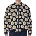 Daisy Flower Pattern Print Zip Sleeve Bomber Jacket